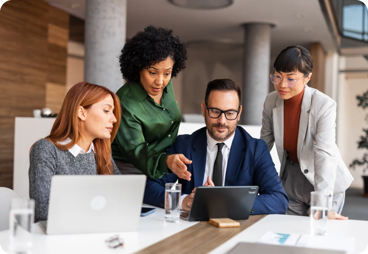 Business meeting with technology